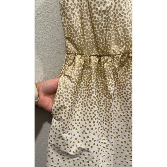 MODCLOTH Spellbinding Gold Polka Dots Antique White Sleeveless Mini Dress - Picture 3 of 5